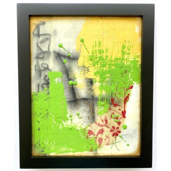 Coming Through Original Art Encaustic Wax Signed Painting Black Frame 9x11in - Picture 2 of 7